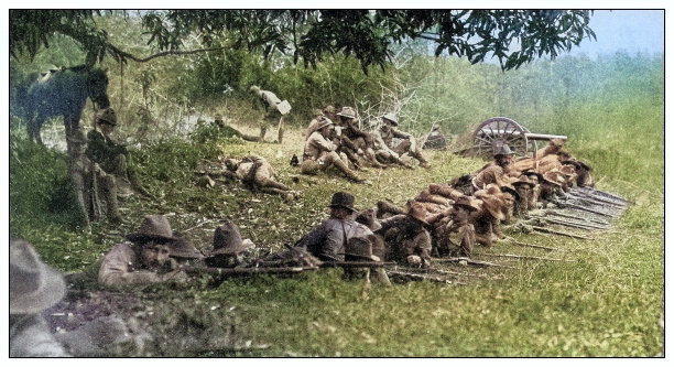 古董黑白照片:士兵，菲律宾图片下载