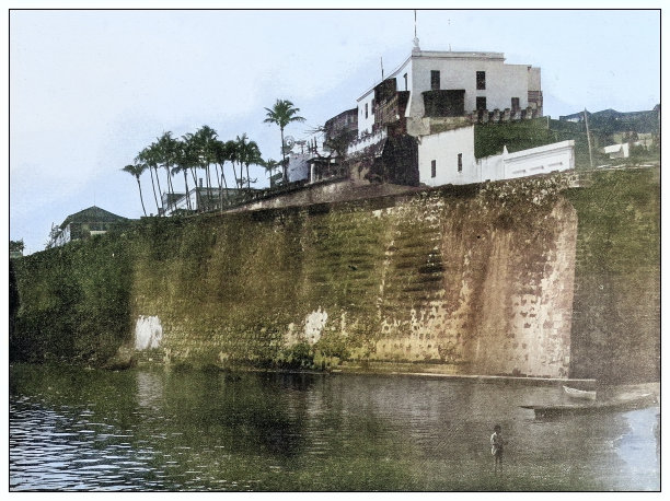 古色古香的黑白照片:波多黎各圣胡安的Casca Blanca(白色城堡)图片下载