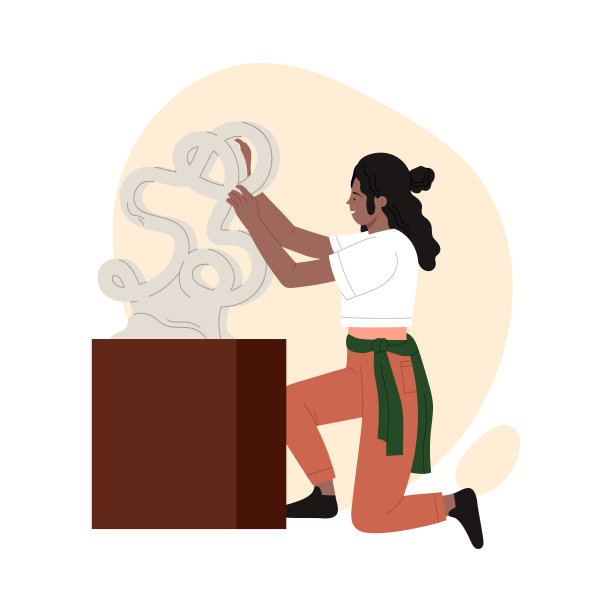 女子站在石像前站立创作图片下载