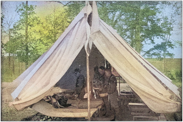 美军黑白照片:医院营地帐篷图片下载