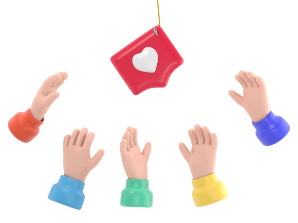 手伸向别针，就像钩子上挂着一颗心。社会隐喻，揭示了观念的操纵和贪婪。白色背景的3D渲染。图片下载