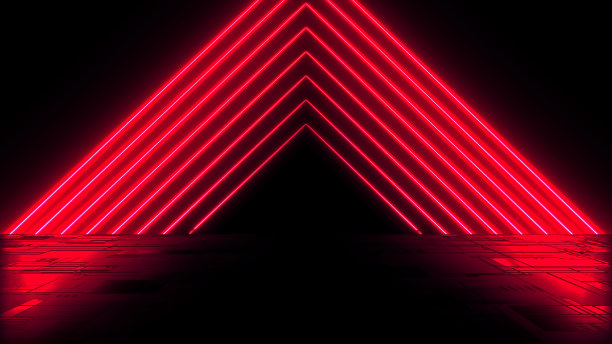 火焰循环动画。湿沥青，夜景。炽热的倒影映在混凝土地板上。夜空的舞台，工作室。黑暗抽象背景。3 d渲染。图片下载