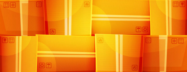 交付的概念。卡通风格的纸箱特写。前景有标记的纸板箱。时尚的矢量插图。图片下载