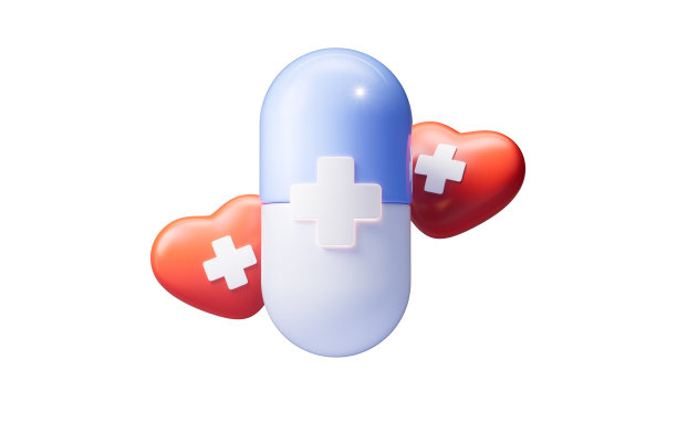 带有医学概念的红心形状，3d渲染。图片下载