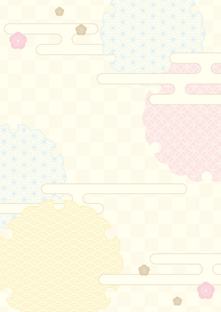 日本传统图案的雪环和梅花景观图片下载