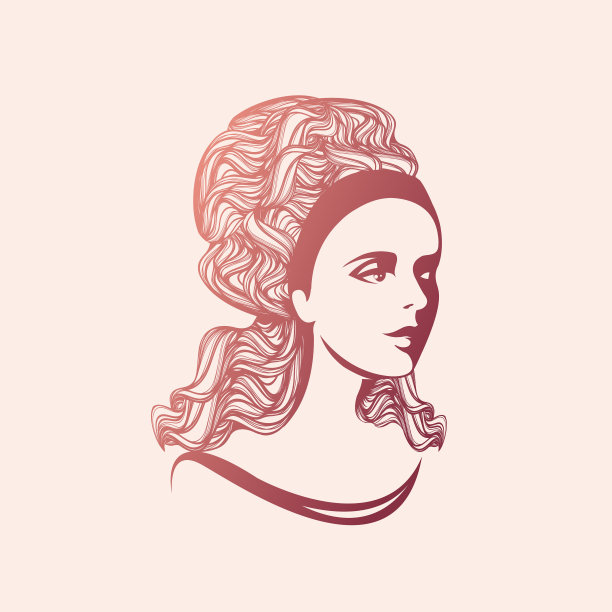 美女画像。发型、护肤、化妆插画。美容院和美发工作室的标志。图片下载