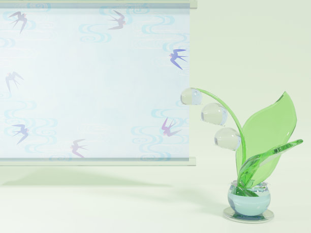 3DCG风景与一个可爱的玻璃铃兰小雕像图片下载