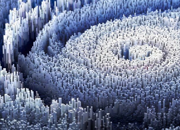 三维渲染地形与立方体在螺旋形状图片下载