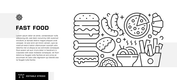 快餐线图标设计的标题，网页横幅模板图片下载