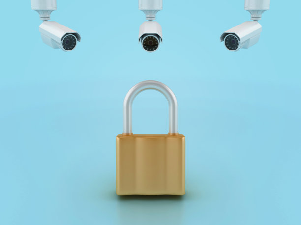 带有安全摄像头的3D挂锁图片下载