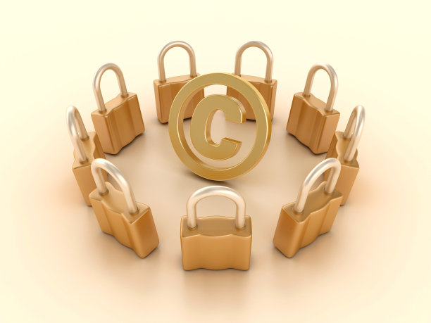 3D挂锁与版权符号图片下载