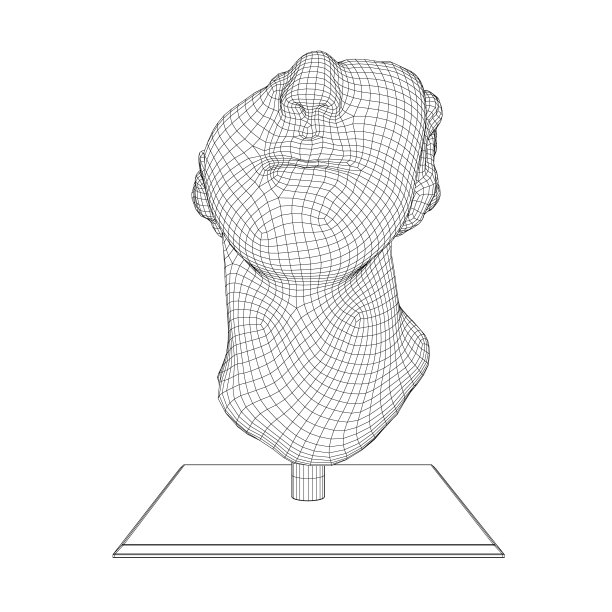 古老的古希腊雕塑。线框雕塑的半头3D。矢量插图。图片下载
