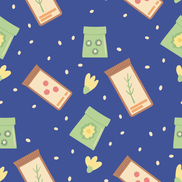 园艺播种植物无缝图案。春季园艺项目层出不穷的背景。在家里栽花种菜圈盖。矢量手绘插图。图片下载