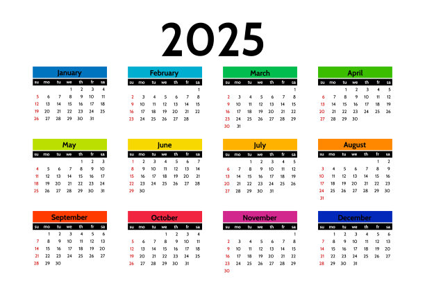 2025年日历孤立在白色背景上图片下载