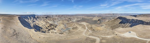 全景无人机图片的鱼河峡谷在纳米比亚从南侧的上边缘拍摄图片下载