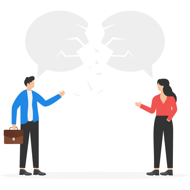 业务沟通中断。象征误解、谈判问题、沟通不畅、争论。图片下载