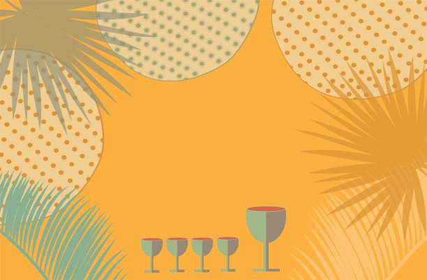 逾越节快乐-翻译希伯来语字母，犹太节日复古贺卡与哈加达书，酒瓶，四个酒杯，无酵饼，逾越节家宴餐盘，孤立的，逾越节家宴仪式的犹太传统符号，以色列，矢量插图图片下载