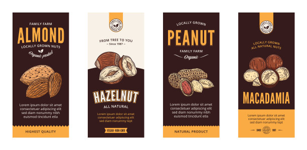 矢量螺母标签在现代风格图片下载