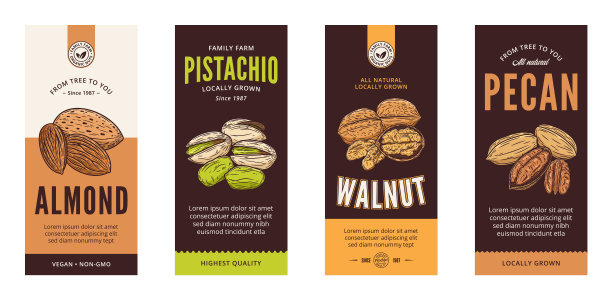 矢量螺母标签在现代风格图片下载