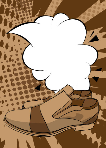 卡通优雅的鞋子与空白的语音气泡，漫画书皮鞋背景。复古矢量漫画波普艺术设计。图片下载