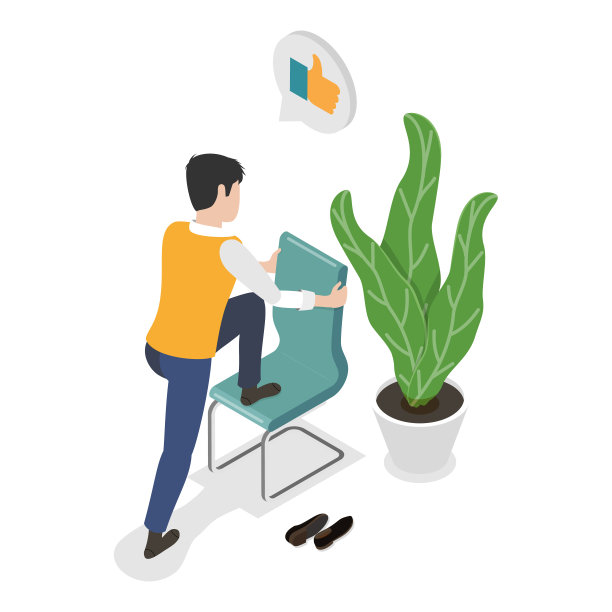 运动在工作中的三维等距平面矢量插图。第五项图片下载