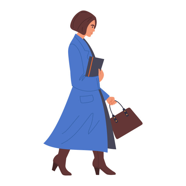 走的女人。时尚的女性角色去购物，办公室或散步，漂亮的女孩独自行走的平面矢量插图。走路的女人图片下载