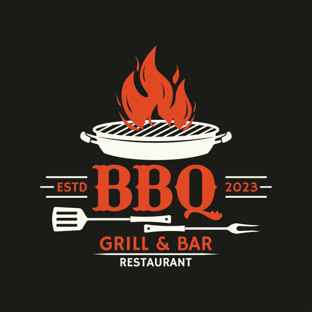 烧烤的标志。烧烤，烧烤图标与火焰火焰。肉店的标签。矢量插图。图片下载