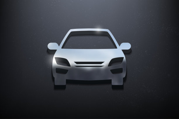 汽车3D标志设计，闪亮的模拟标志与纹理墙。现实矢量，矢量插图图片下载