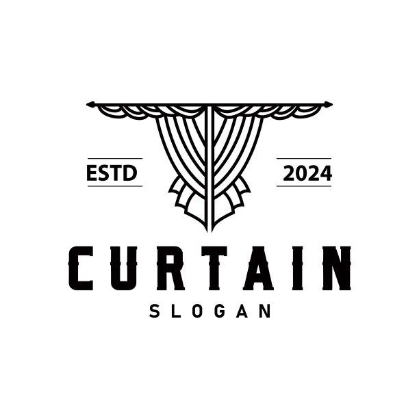 简单的家居装饰窗帘标志模板插图图片下载