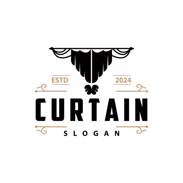 简单的家居装饰窗帘标志模板插图图片下载