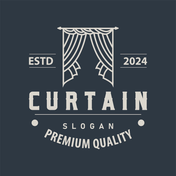 简单的家居装饰窗帘标志模板插图图片下载