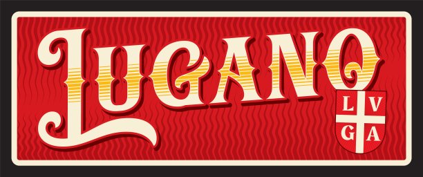 卢加诺瑞士城市车牌，旅游贴纸锡标志图片下载