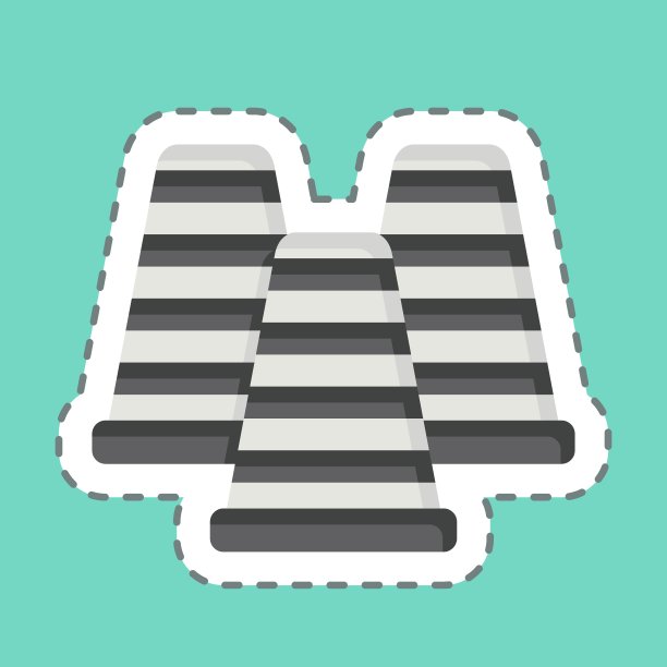 贴纸线切割锥。与滑冰有关的符号。简单的设计说明图片下载