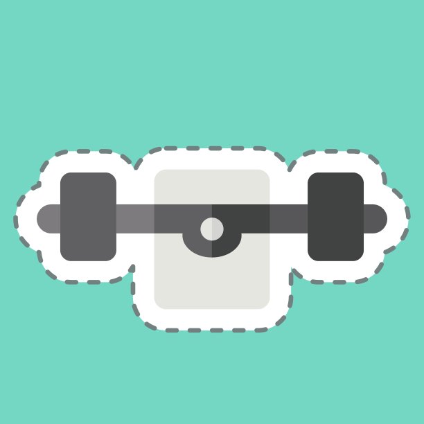 贴纸线切割滑板车。与滑冰有关的符号。简单的设计说明图片下载