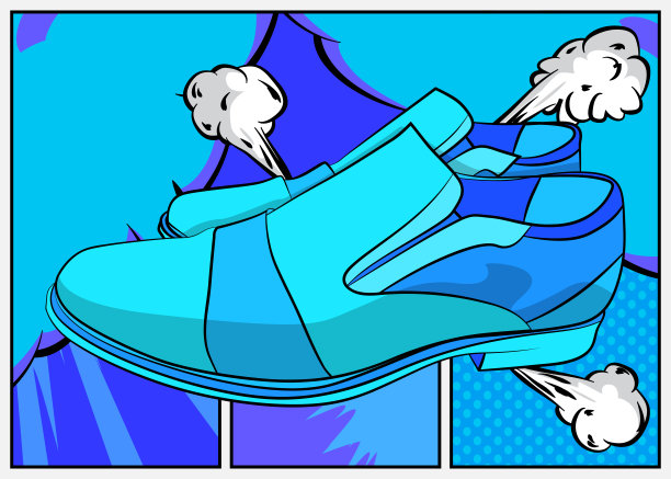 卡通优雅的鞋子，漫画书正装。复古矢量漫画波普艺术设计。图片下载