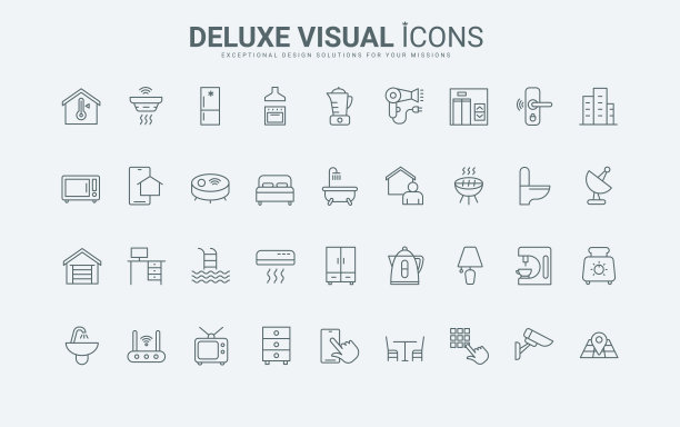 家用电器、浴室电器、厨房电器线图标集图片下载