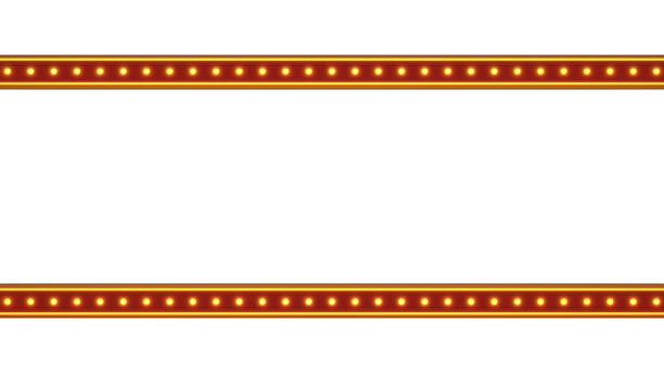 红色框架金边框光辉光在白色背景上复古广告标志。三维渲染图片下载