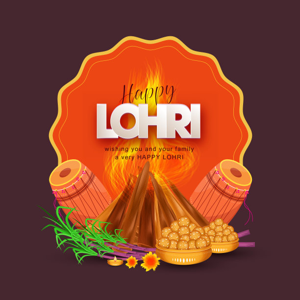 旁遮普节日庆祝活动的Lohri背景快乐图片下载