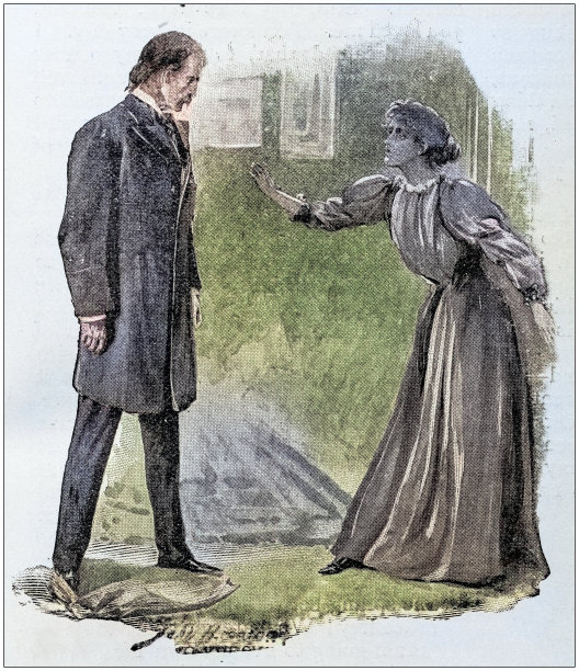 古玩画插图:夫妻室内图片下载