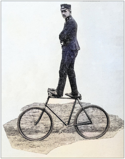 古董照片:早期的自行车技巧图片下载