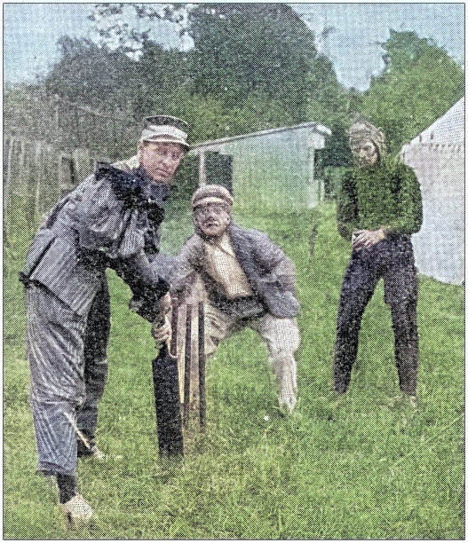 古董照片:奇怪的板球比赛图片下载