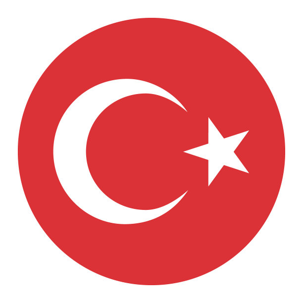 土耳其国旗。标准颜色。圆形按钮图标。图标设计。电脑插图。数字插图。矢量图图片下载
