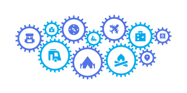 齿轮机制和冒险图标图片下载