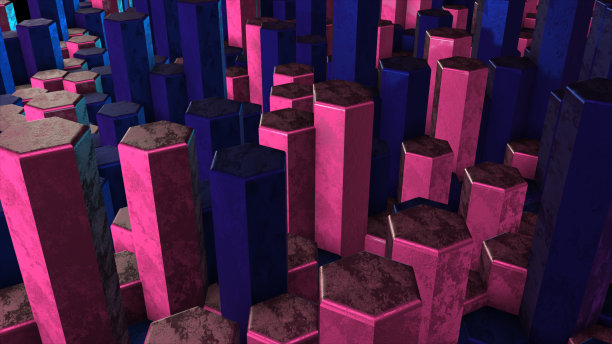 时尚的3D抽象动画颜色波浪平滑墙。概念多色液体图案。紫蓝色波浪反射表面宏。时髦的彩色流体抽象流。美丽的渐变纹理图片下载