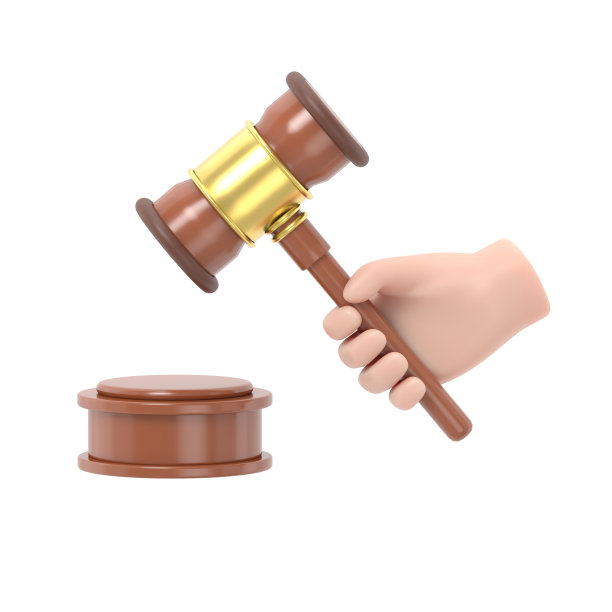 卡通手势图标模型。正义。手握法官的小木槌。3D插画平面风格设计。法律的象征。西装革履的商人举行拍卖。白色背景的3D渲染。图片下载
