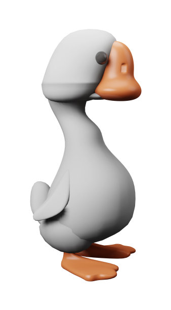 3D插图渲染家禽鹅灰色与橙色喙透明背景图片下载