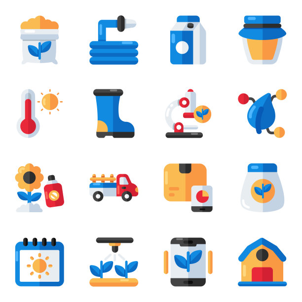 一套自然和生态平面图标图片下载