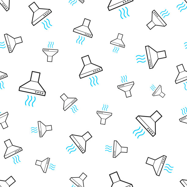 厨房罩。无缝模式。白色背景上的线条图标图片下载