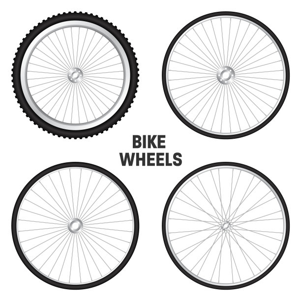 逼真的3d自行车车轮。自行车橡胶轮胎，闪亮的金属辐条和轮辋。健身自行车，旅游，运动，公路和山地自行车。矢量图图片下载