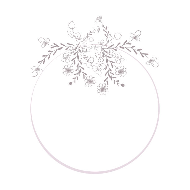 优雅的框架，背景，花圈，温和的字母组合与手绘野生草药和花卉。复古植物插图邀请或婚礼装饰，标志，标签，品牌图片下载